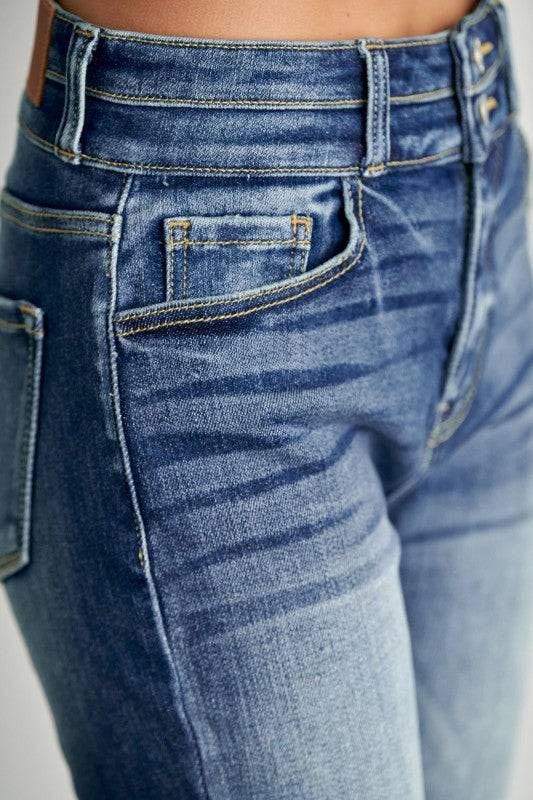 AT1090SKM High Rise Double Waist Band Ankle Skinny