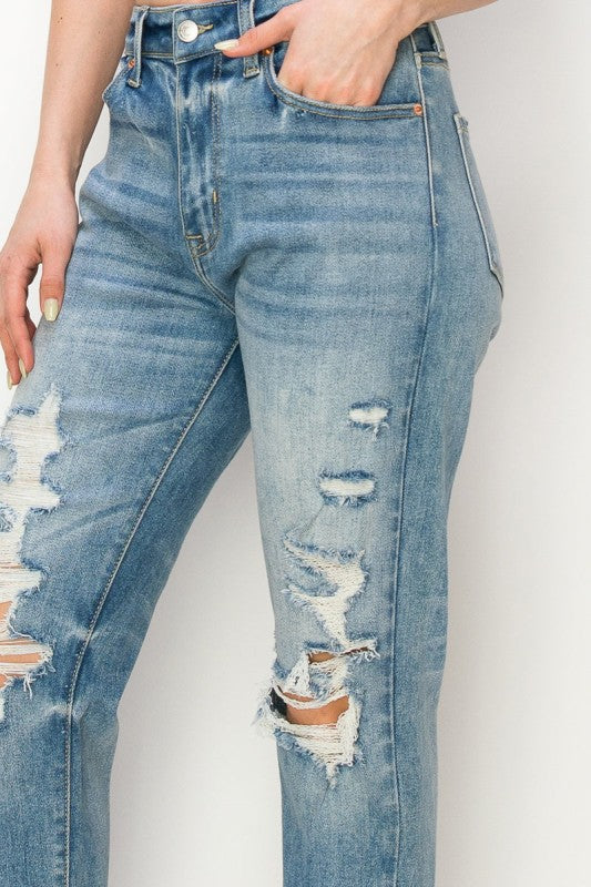 AT1047MML High Rise Stretch Mom Jeans