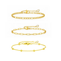 Adriana 3-Piece Stackable Bracelet Trio Set, Beaded, Figaro, Paperclip Link