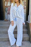 Bow Shirt and Pants Pajama Set
