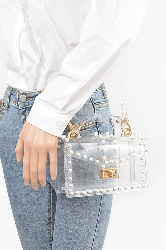 Pearl Stud Clear Stadium Bag