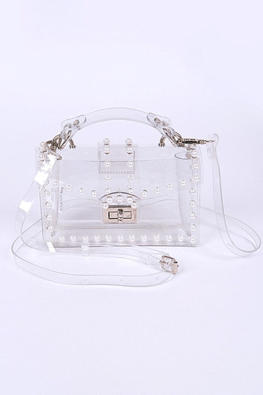 Pearl Stud Clear Stadium Bag