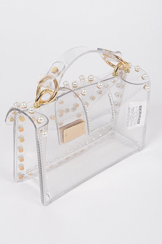 Pearl Stud Clear Stadium Bag