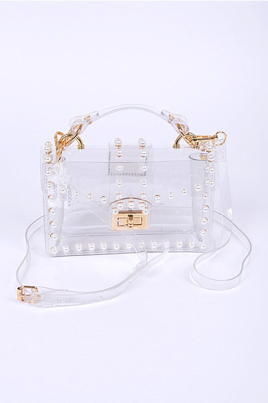 Pearl Stud Clear Stadium Bag
