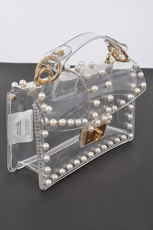 Pearl Stud Clear Stadium Bag