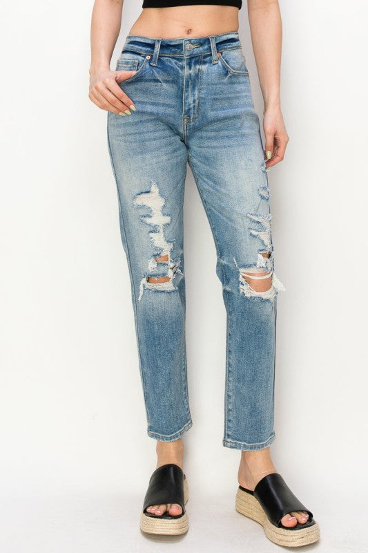 AT1047MML High Rise Stretch Mom Jeans