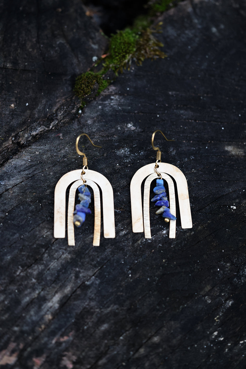 Double Arch Earrings with Lapis Lazuli