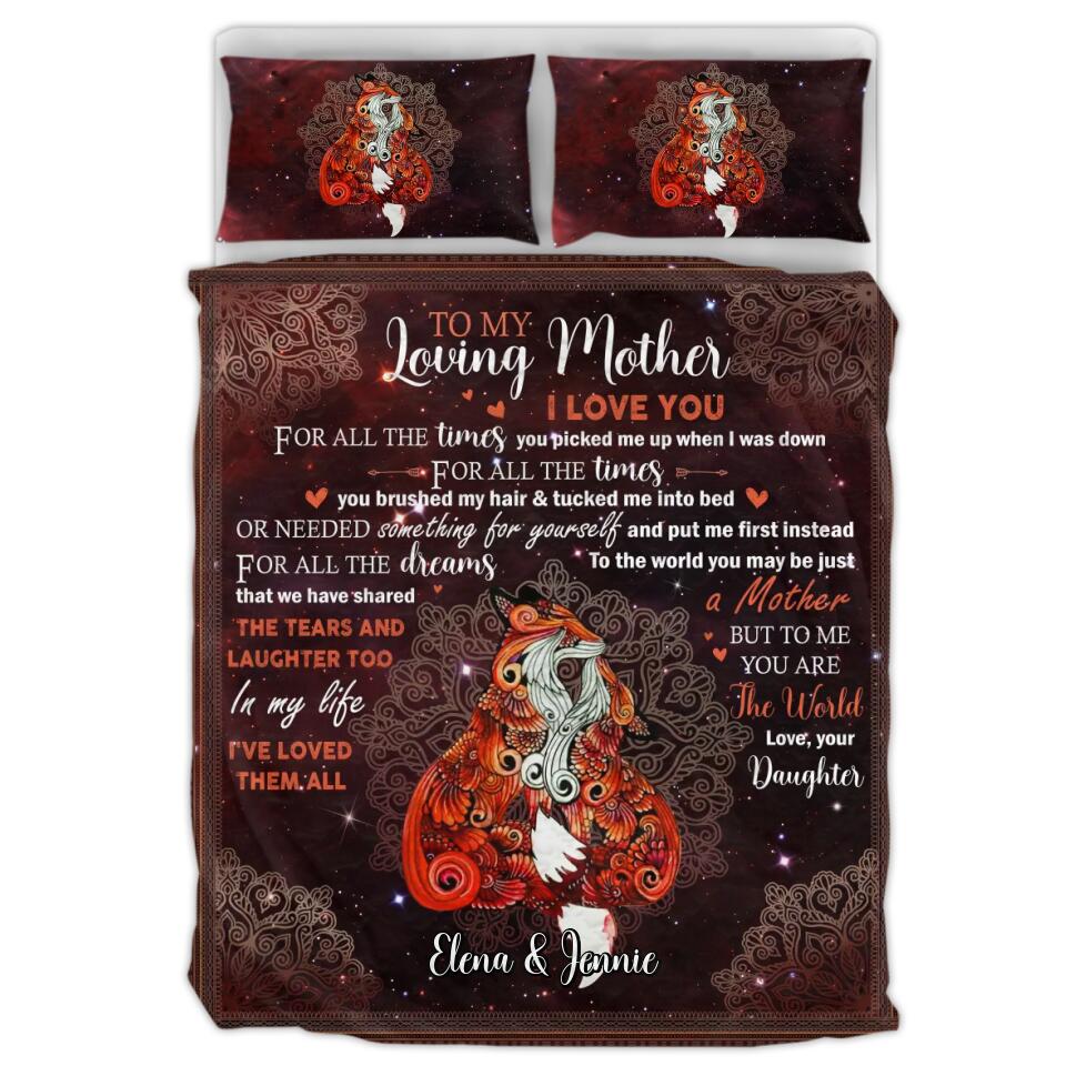 Personalized Loving Mother Quilt Bed Set