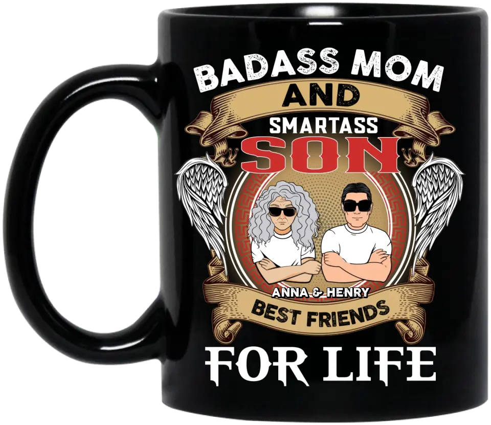 Personalized Badass Mom & Smartass Son Coffee Mug