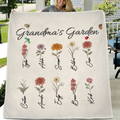 Personalized Grandma's Garden Fleece Throw Blanket