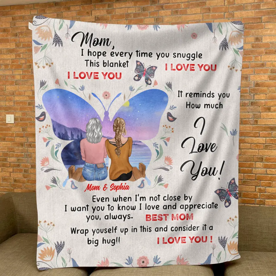 Personalized Mother & Daughter Fleece or Quilt Blanket | I Love You