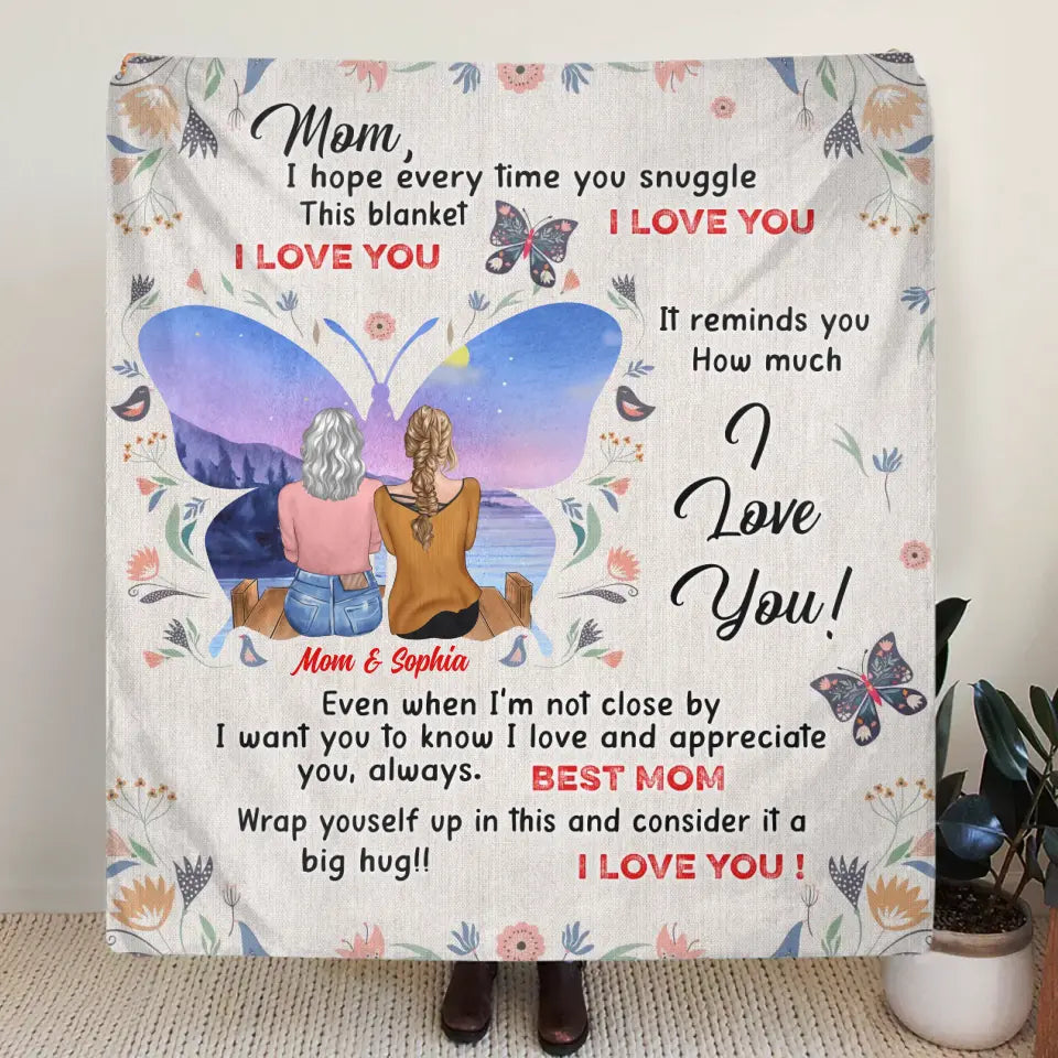 Personalized Mother & Daughter Fleece or Quilt Blanket | I Love You