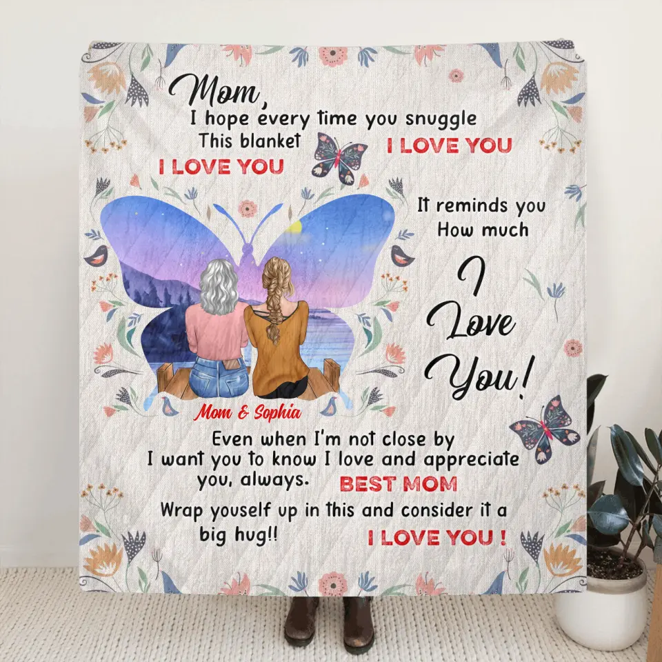 Personalized Mother & Daughter Fleece or Quilt Blanket | I Love You
