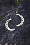 Crescent Moon Earrings Honoring New Beginnings, Brass, Lightweight