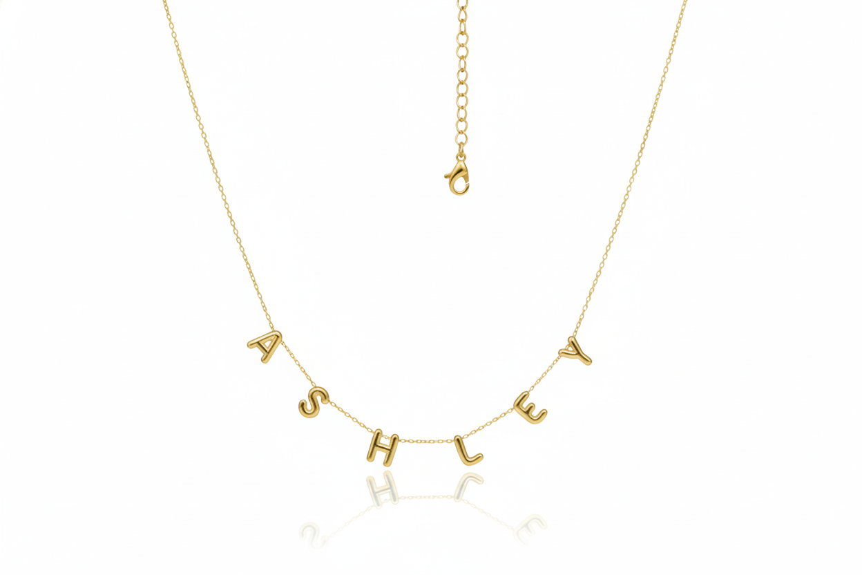 Personalized Bubble Letter Name Necklace in 925 Sterling Silver
