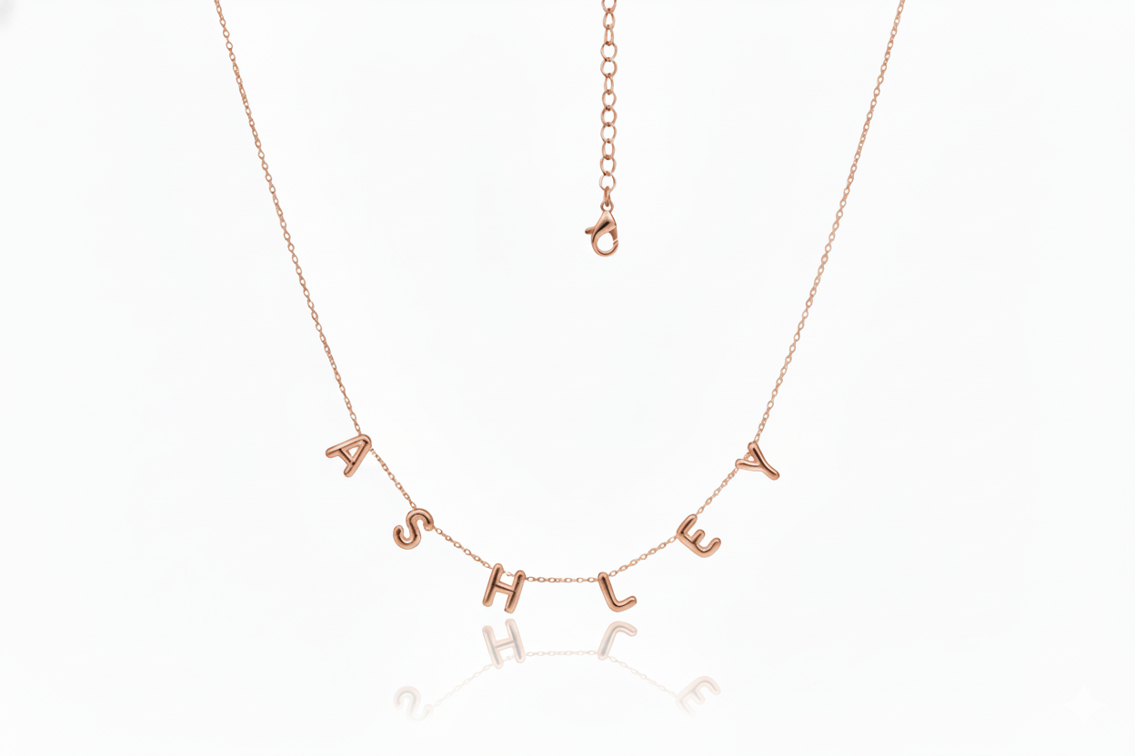 Personalized Bubble Letter Name Necklace in 925 Sterling Silver