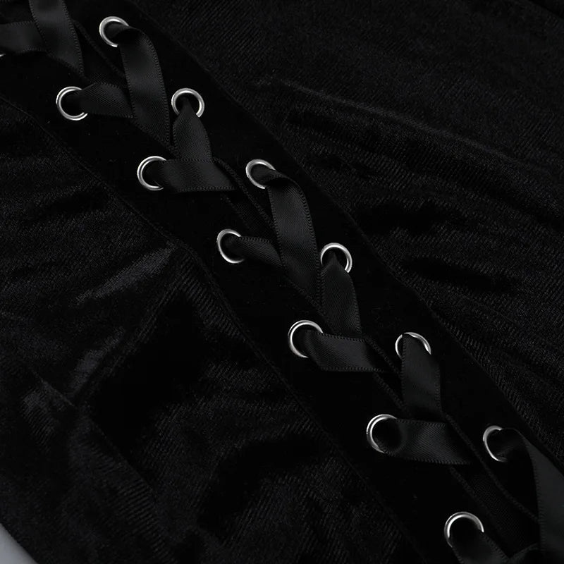 Velvet High-Slit Cross-Back Dress
