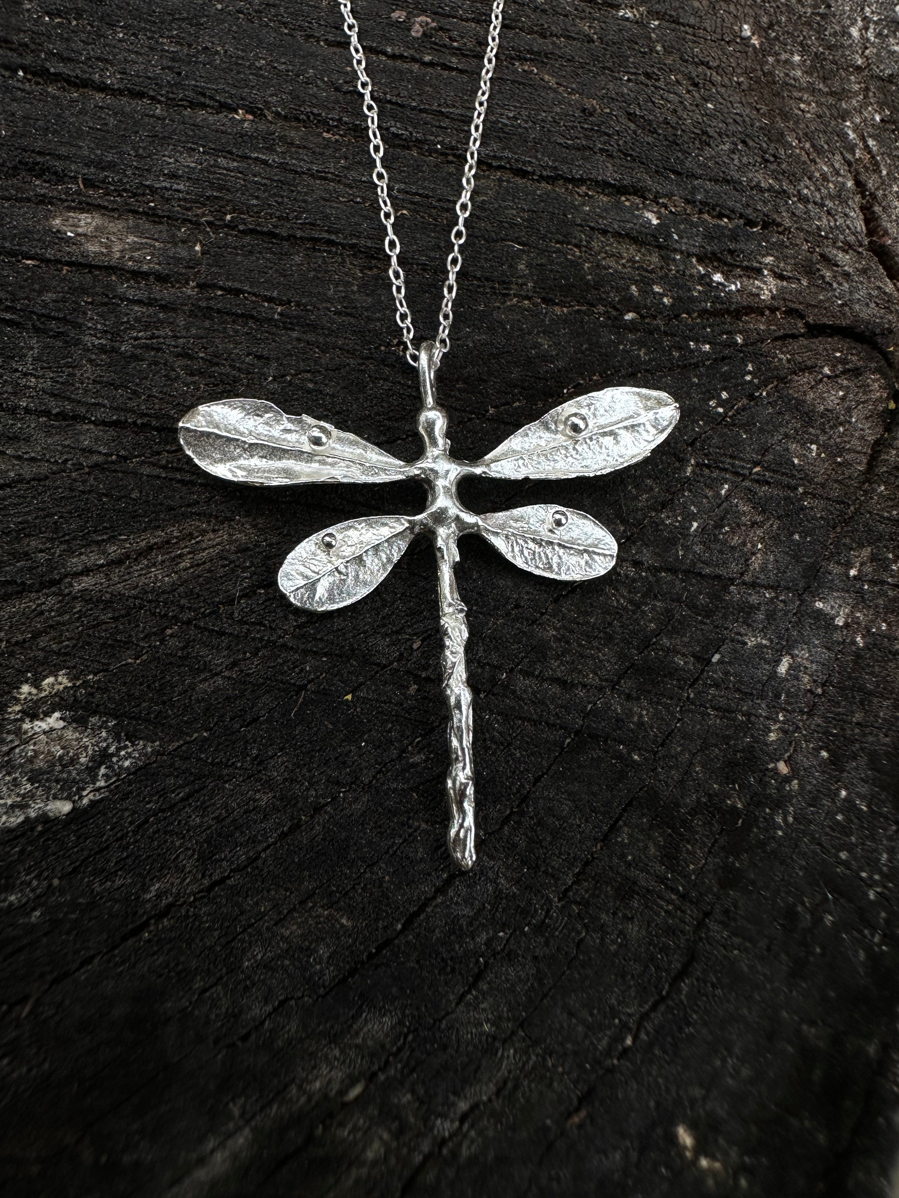 Dragonfly Adjustable necklace to 16", 18", or 20" recycled sterling silver