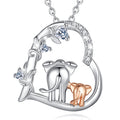 Elephant Mother & Son Sterling Silver Heart Necklace