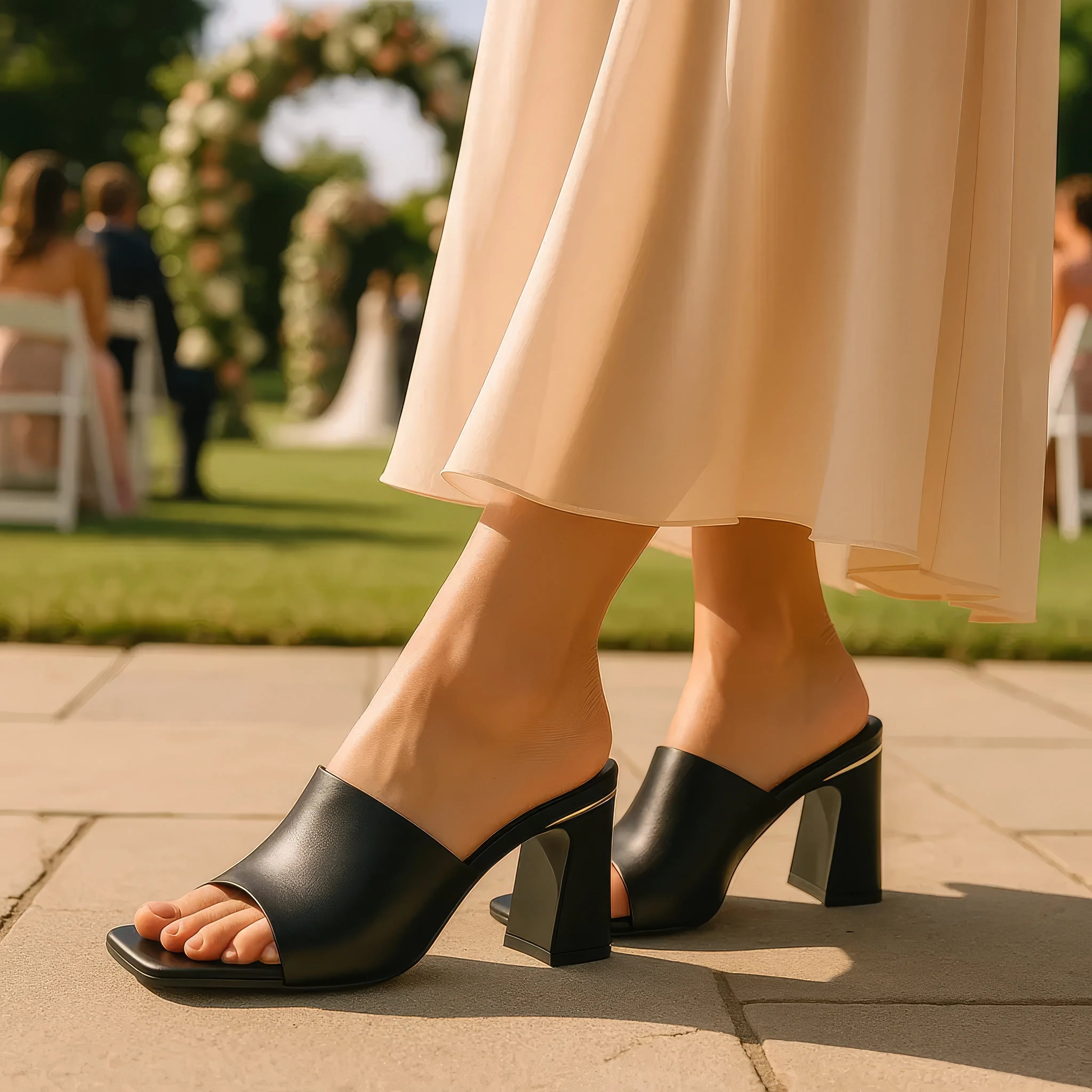 Soho White Square-Toe Heeled Sandals
