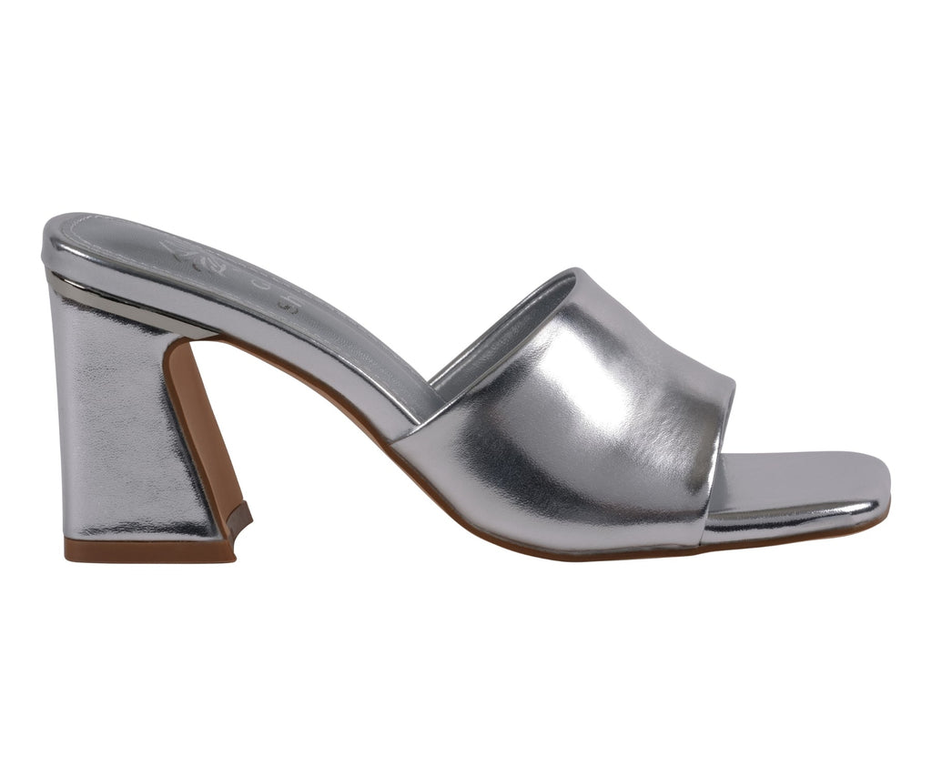 Soho Silver Square-Toe Heeled Sandals