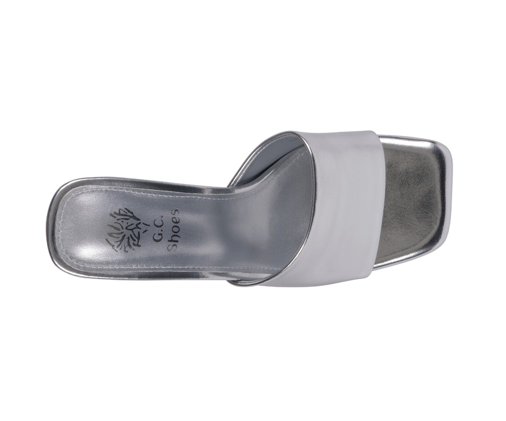 Soho Silver Square-Toe Heeled Sandals