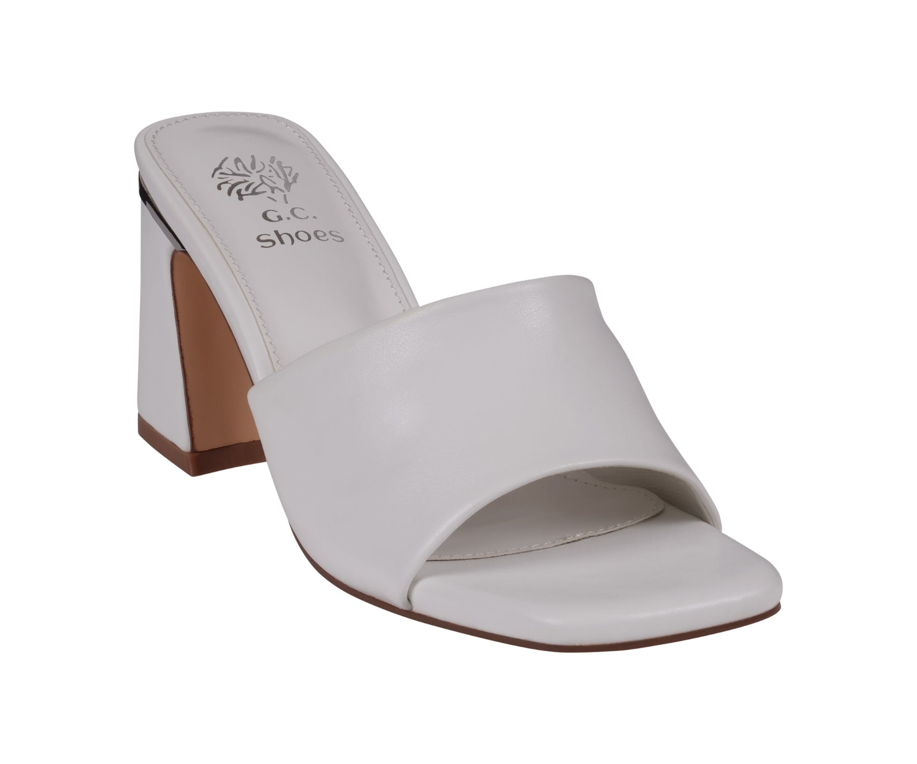 Soho White Square-Toe Heeled Sandals