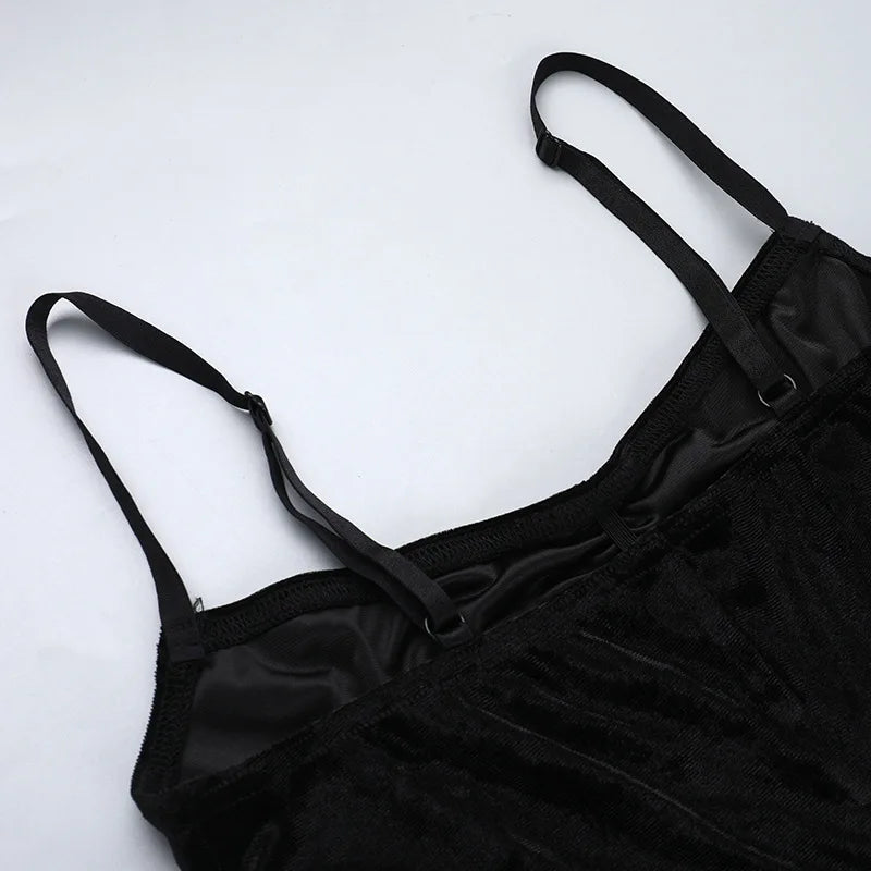 Velvet High-Slit Cross-Back Dress