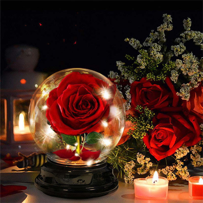 Eternal Real Rose Velvet Lantern Gift Box for Mom