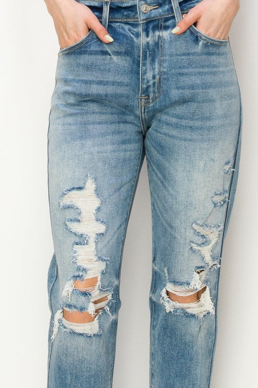 AT1047MML High Rise Stretch Mom Jeans
