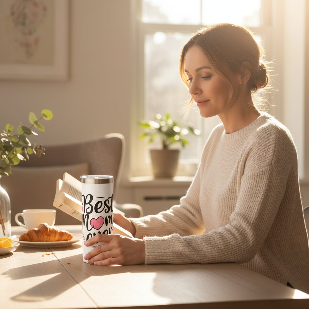 Best Mom Ever 20oz White Skinny Insulated Tumbler