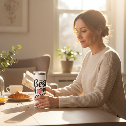 Best Mom Ever 20oz White Skinny Insulated Tumbler