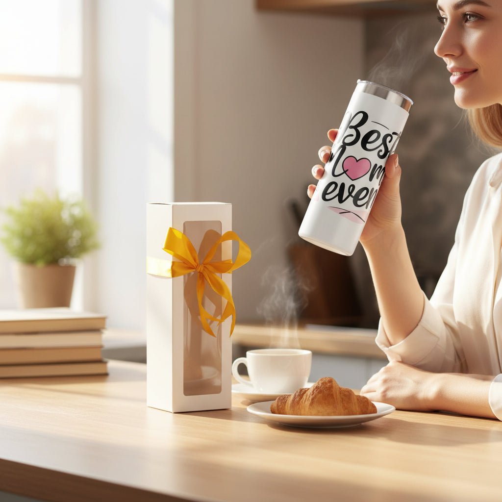 Best Mom Ever 20oz White Skinny Insulated Tumbler