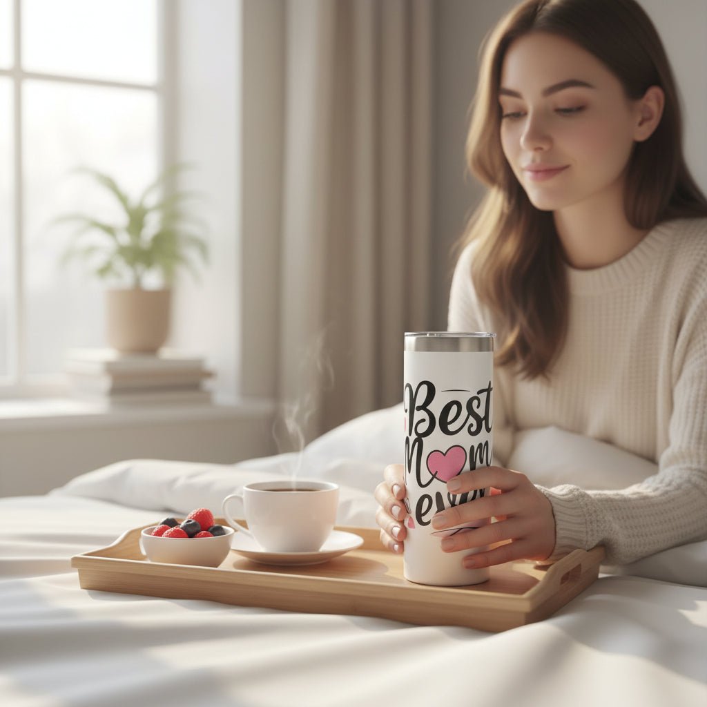 Best Mom Ever 20oz White Skinny Insulated Tumbler
