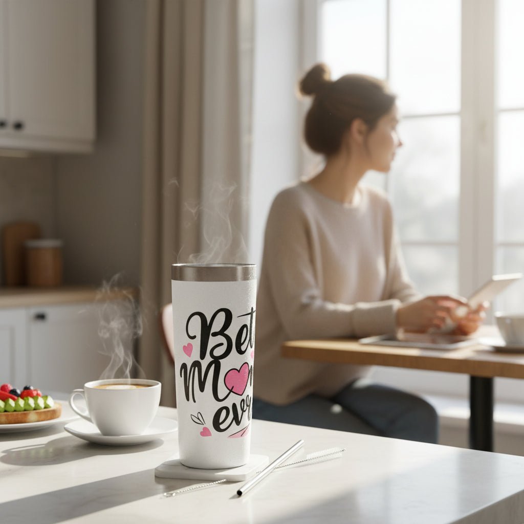 Best Mom Ever 20oz White Skinny Insulated Tumbler