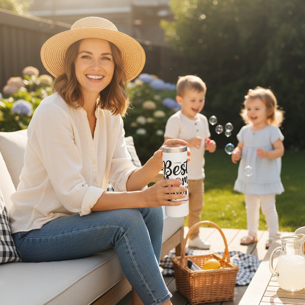 Best Mom Ever 20oz White Skinny Insulated Tumbler