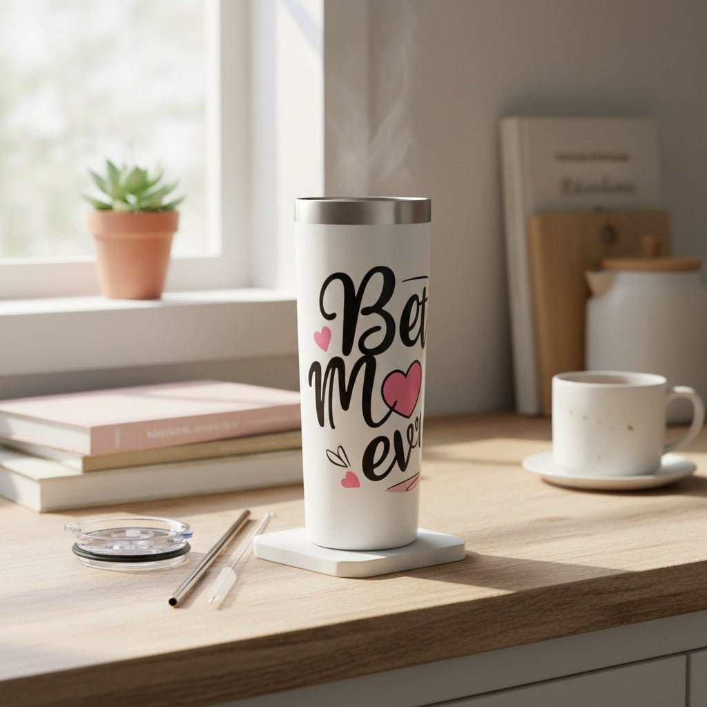 Best Mom Ever 20oz White Skinny Insulated Tumbler