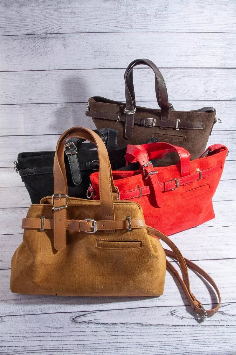 Fame Faux Leather Buckle Tote