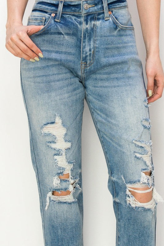 AT1047MML High Rise Stretch Mom Jeans