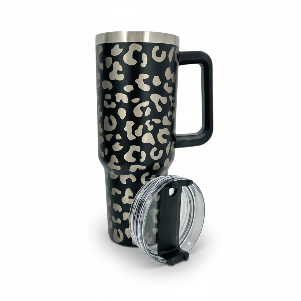 Engraved Leopard Print 40oz Insulated Tumbler