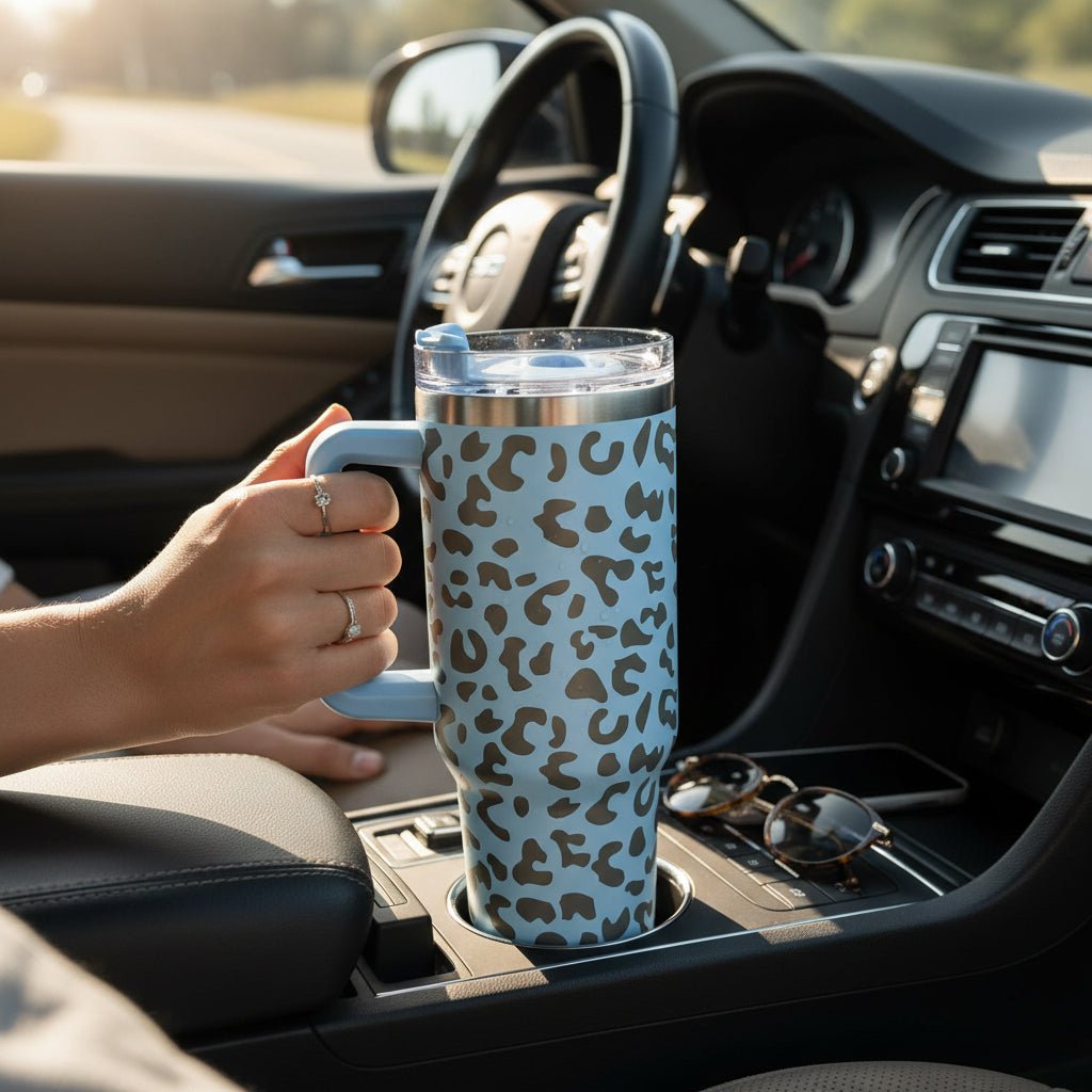 Engraved Leopard Print 40oz Insulated Tumbler