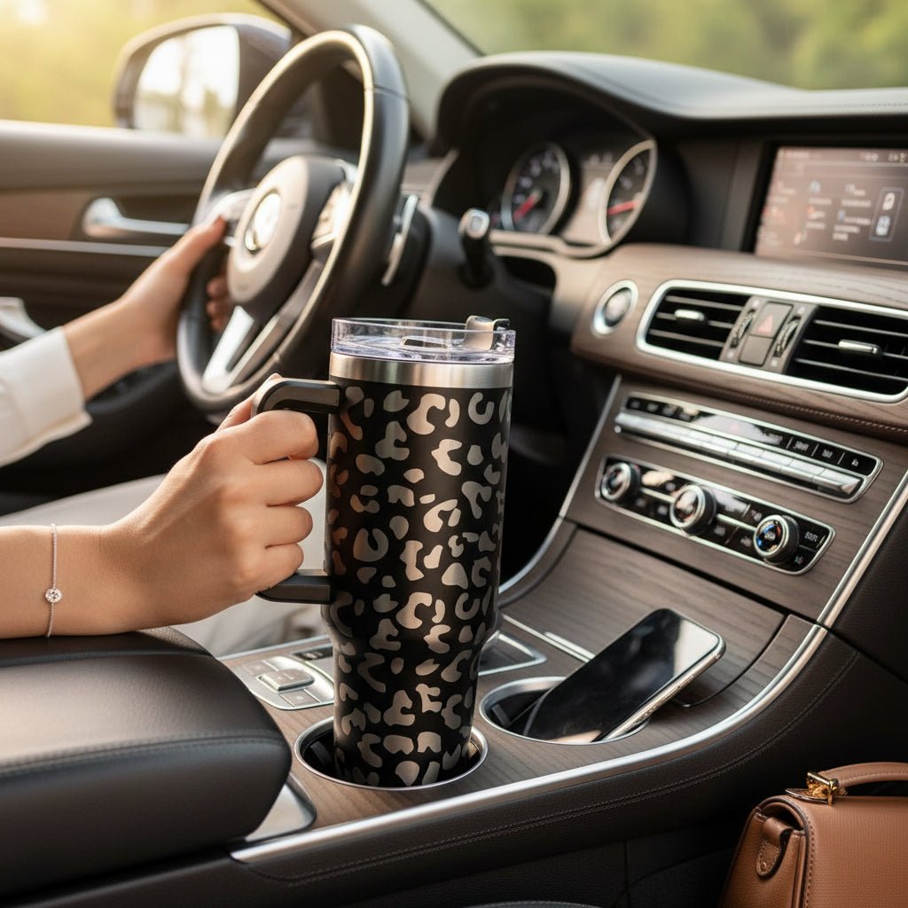 Engraved Leopard Print 40oz Insulated Tumbler