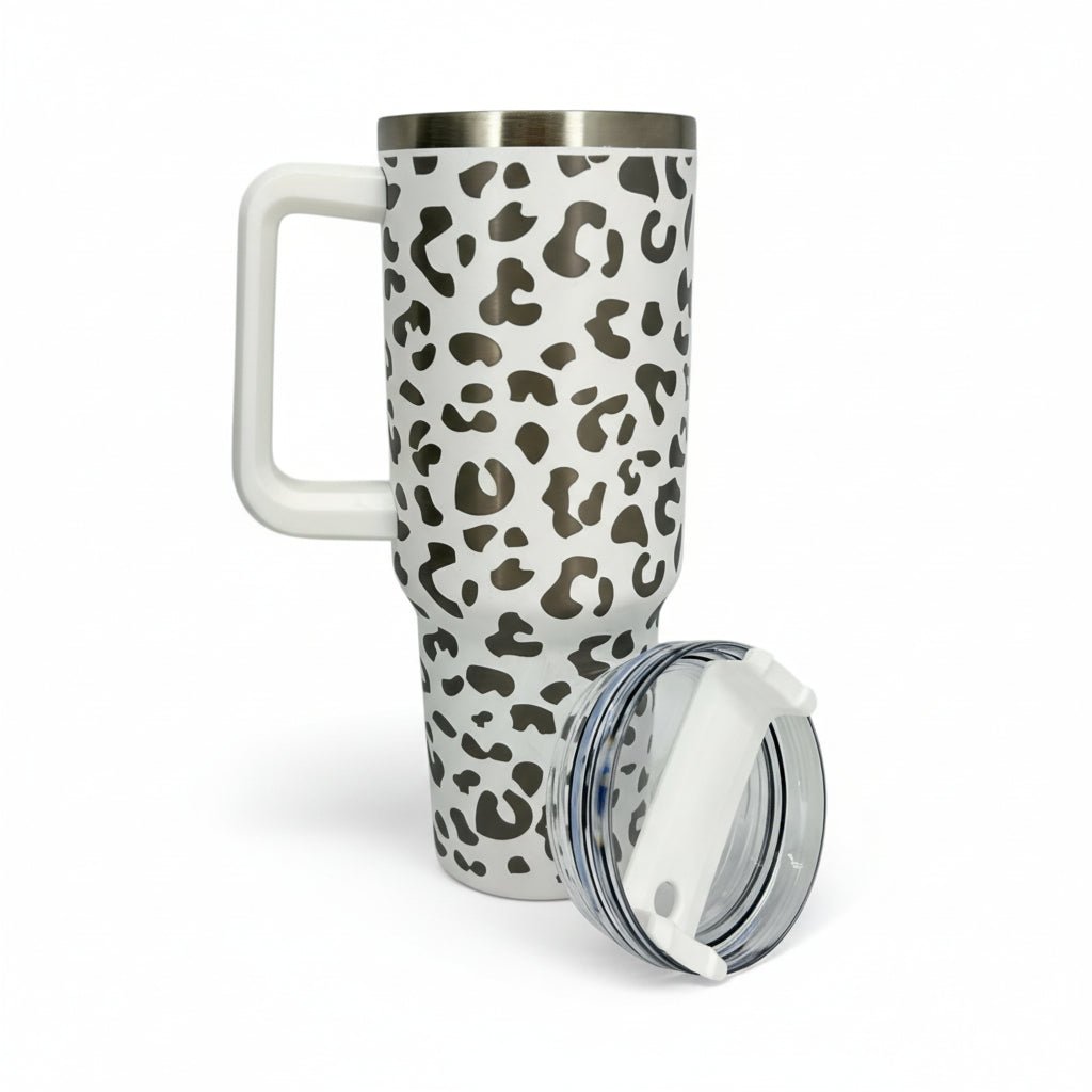 Engraved Leopard Print 40oz Insulated Tumbler