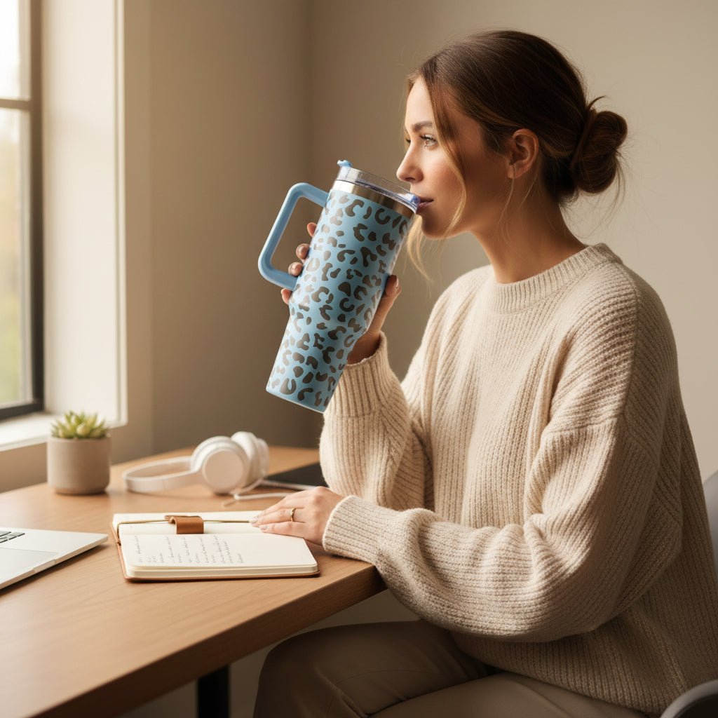 Engraved Leopard Print 40oz Insulated Tumbler