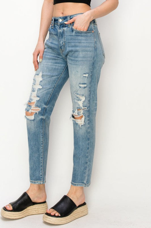 AT1047MML High Rise Stretch Mom Jeans