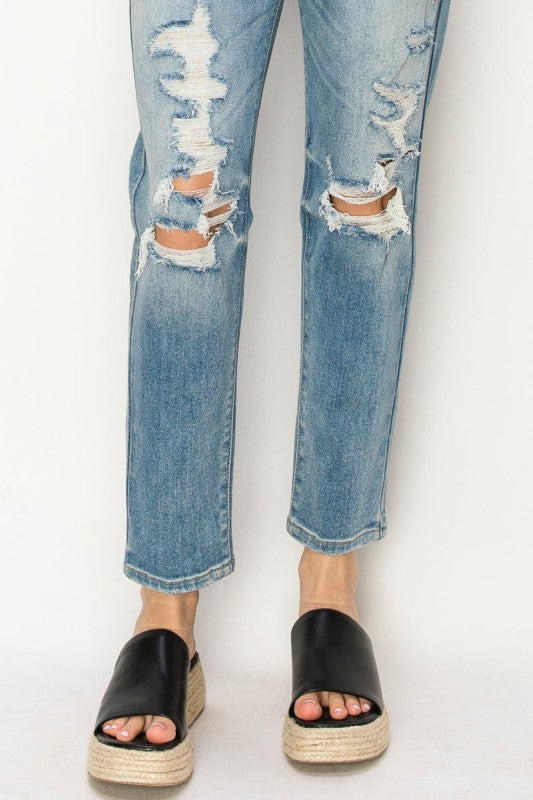 AT1047MML High Rise Stretch Mom Jeans