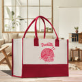 Personalized Grandma Yarn & Crochet Cotton Canvas Tote Bag