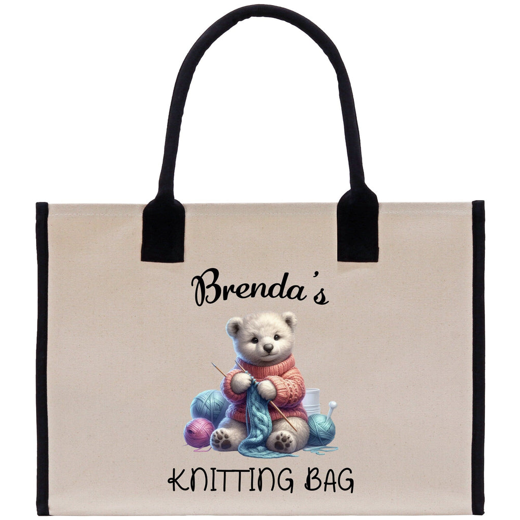 Personalized Grandma Knitting Bag Custom Yarn Canvas Tote