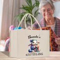 Personalized Grandma Knitting & Crochet Cotton Canvas Tote Bag