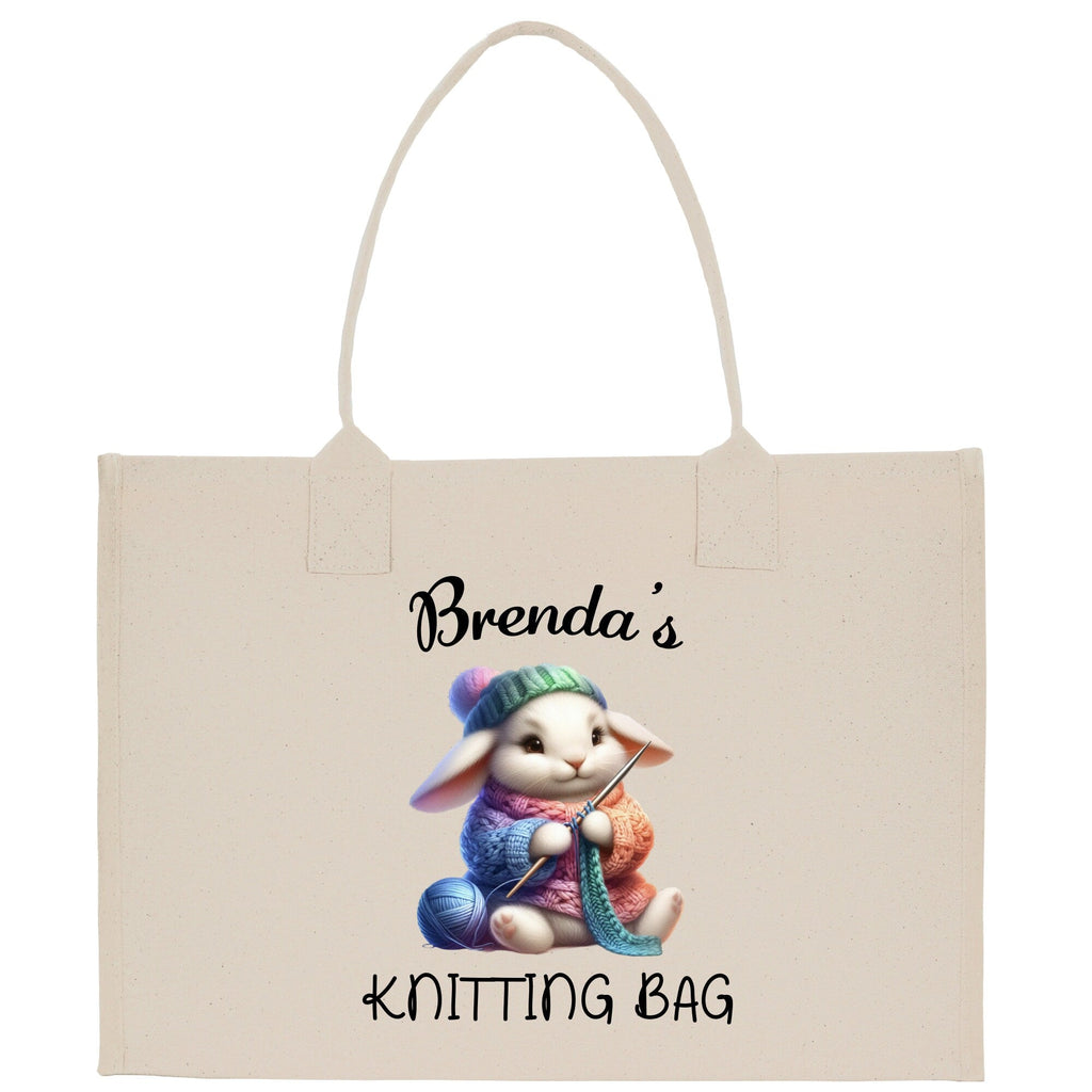 Personalized Grandma Knitting & Crochet Cotton Canvas Tote Bag